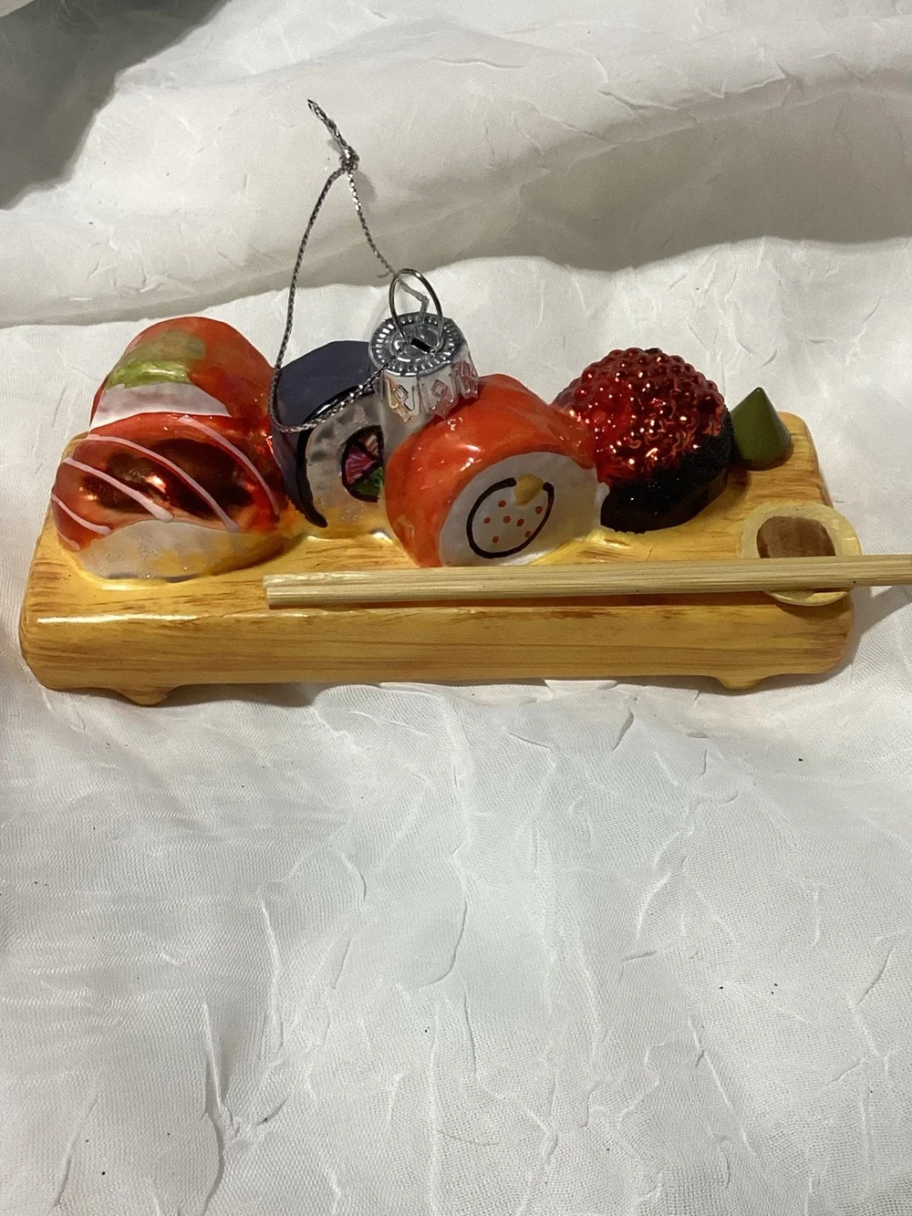 Sushi & Chinese Dumplings Glass Christmas Ornaments Fun Holiday Tree Decor